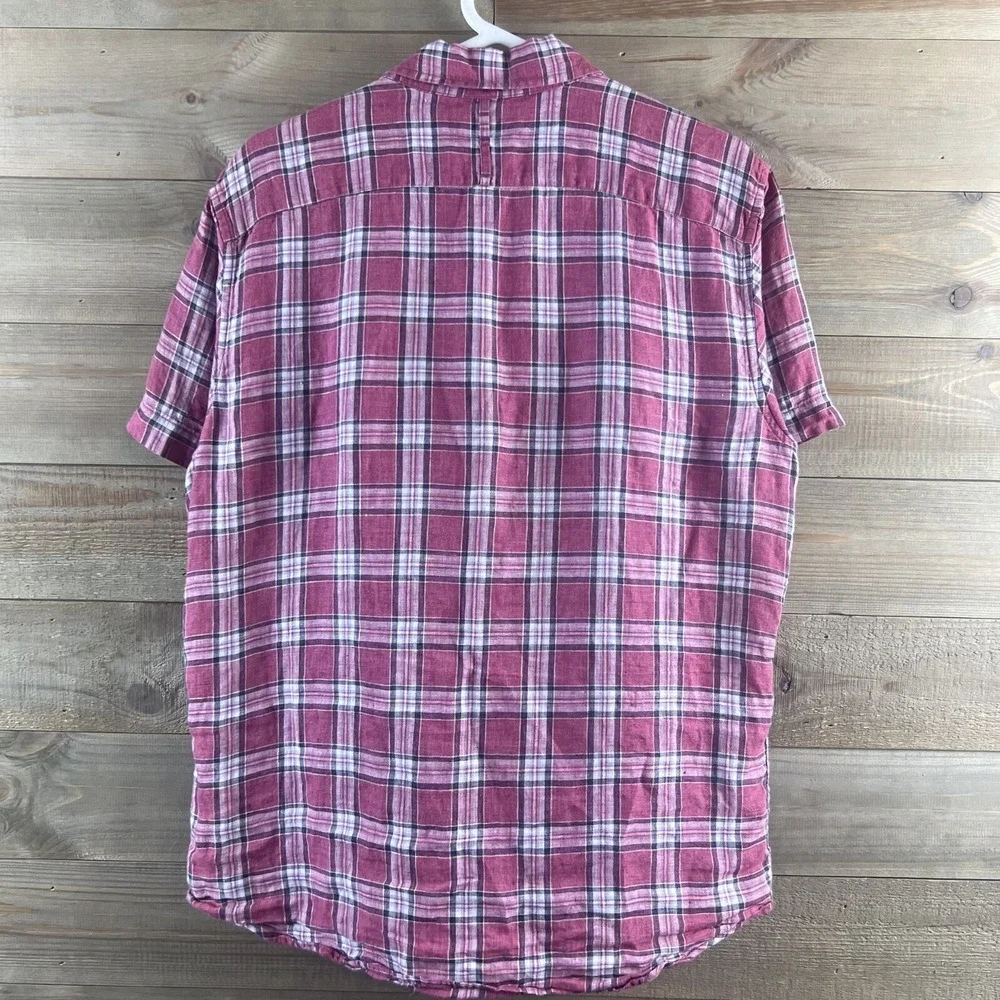 Banana Republic Mens Shirt Short Sleeve Button Camden Standard Fit Linen Medium - Picture 5 of 6